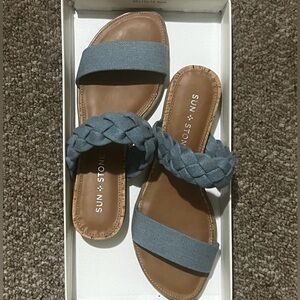 Sun + Stone Women's Denim Blue Braided Slide Sandals